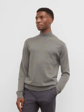 Club Monaco Men's Merino Wool Mockneck Sweater — Heather Mocha